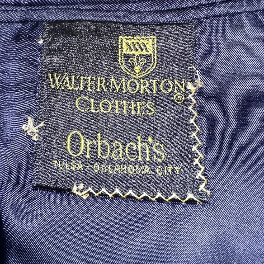 Walter Morton Clothes Jacket Blazer Wool 45L Navy Blue Gold Buttons Classic